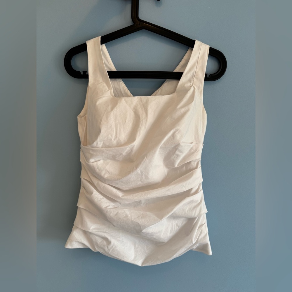 Ruched tank top white